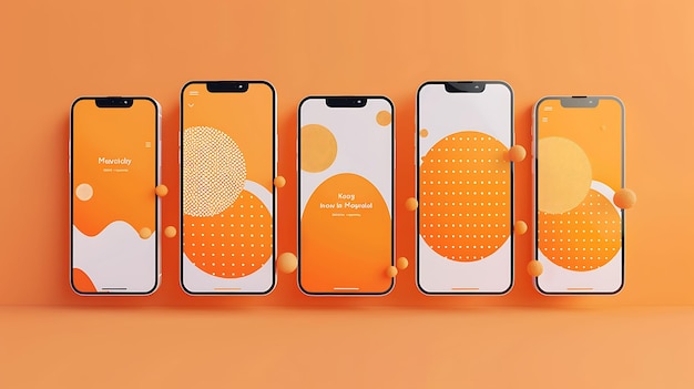 a row of phones with orange and white cases with the words quot the company quot on the bottom