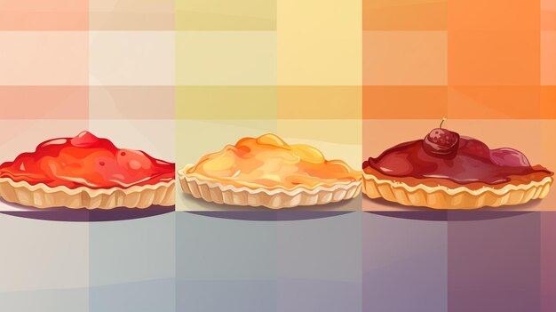 Photo a row of pies with different toppings