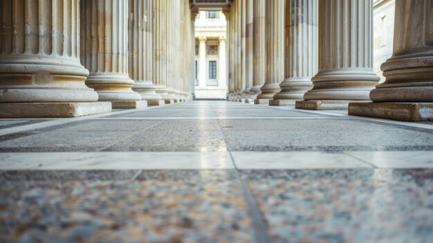 Foto una fila di colonne davanti a un edificio