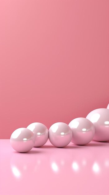 a row of pink glass globes with the words  pearl  on the bottom