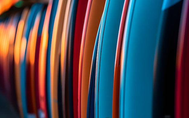 A row of plates are lined up on a table.