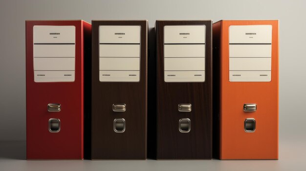 Row of Red and Brown Binders