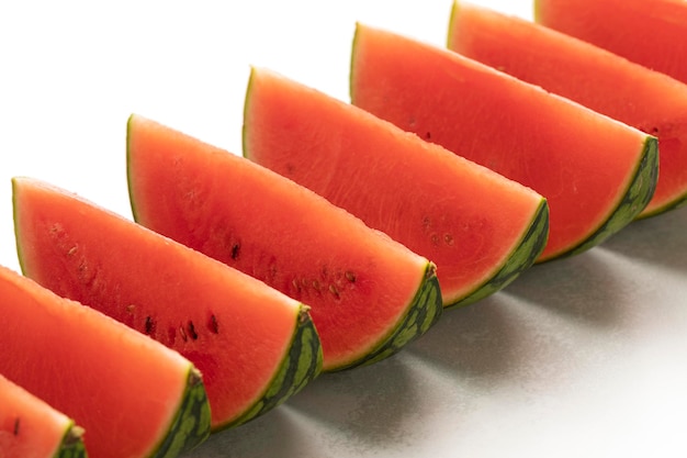 Row of red watermelon wedges