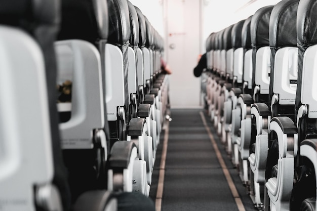 Photo row of seats in airplane