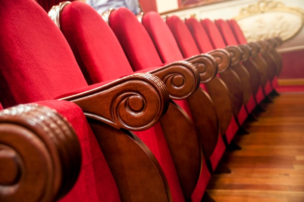 Row of seats of a restored old theater