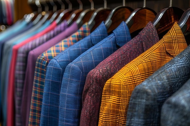 Photo row of shirts hanging on rack