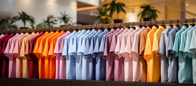 a row of shirts on a rack