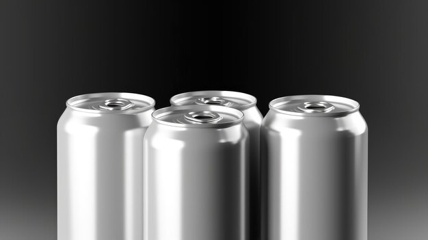 A row of silver cans with the word " drink " on them.