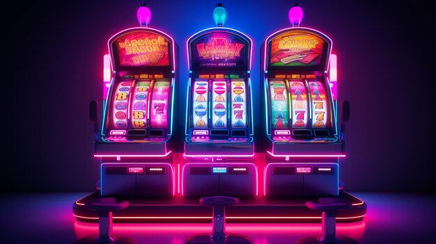 A row of slot machines in the casino of the cruise ship norwegian gem await their users