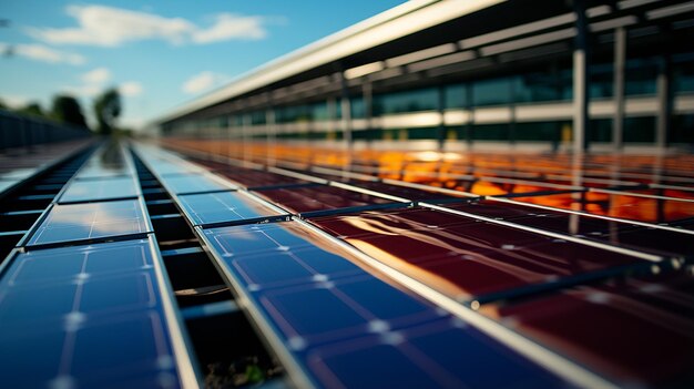 a row of solar panels on a roof