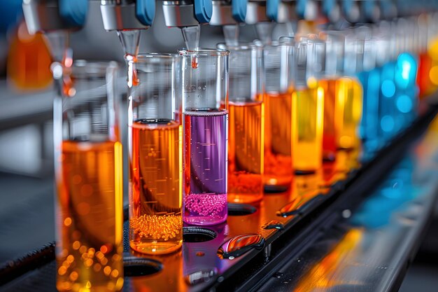 A Row of Test Tubes Filled With Liquid