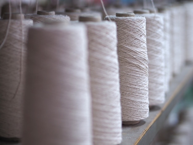 Row of textile threads industry