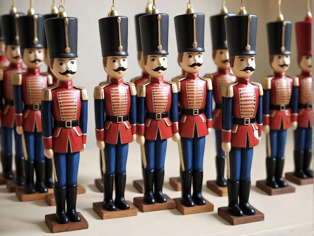 Photo a row of toy soldiers