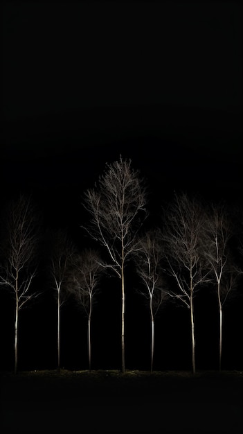 Photo a row of trees with no leaves on them