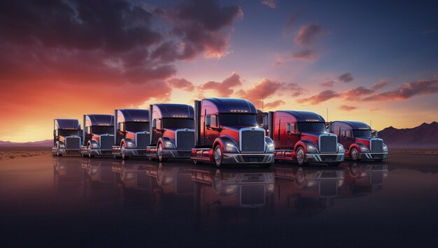 Photo a row of trucks with the word  rx  on the side