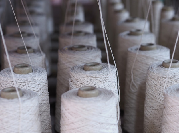 A row of tubes of the textile industry in factories