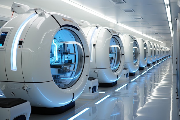 Photo a row of underwater mri machines in a laboratory