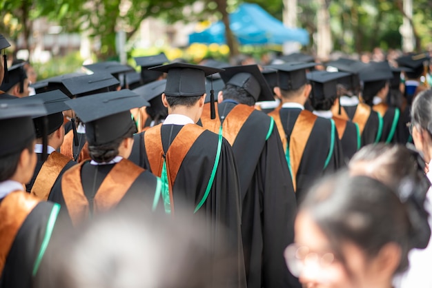 Row of university  graduates 