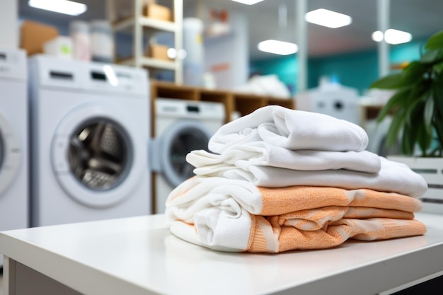 Premium AI Image | Row of washing machine of laundry business in the ...