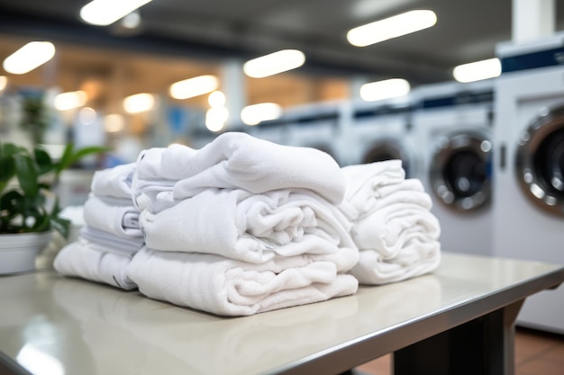 Premium AI Image | Row of washing machine of laundry business in the ...