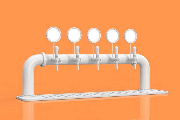 Row of White Bar Beer Taps in Clay Style 3d Rendering