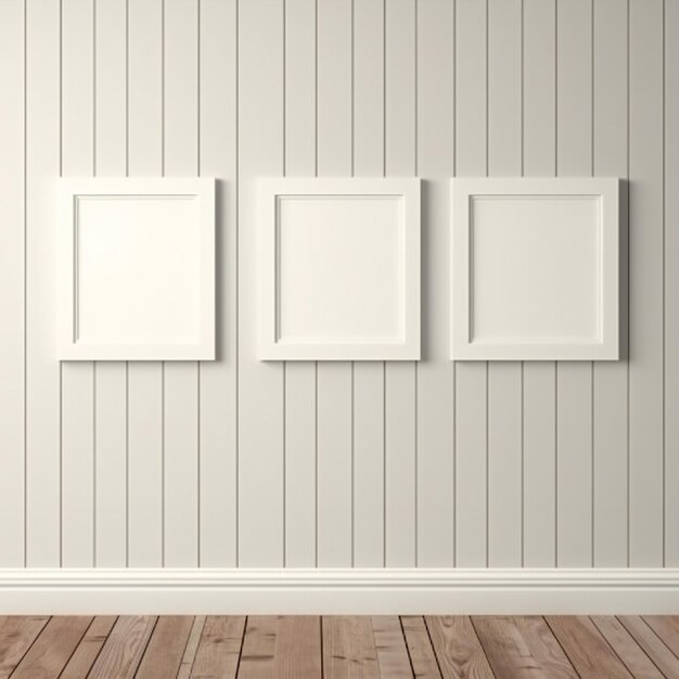 Photo a row of white frames on a wall