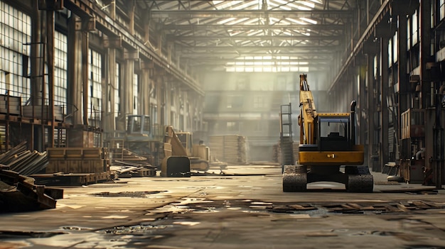 Row of Yellow Machinery in Factory