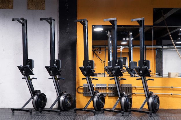 Rowing machines for cross-fit training at gym