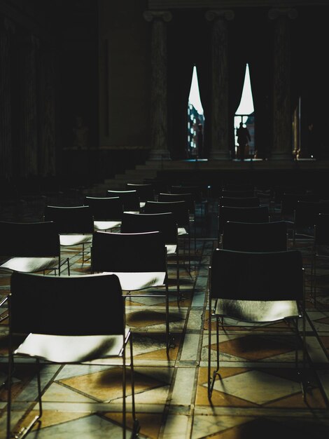 Rows of chairs in the hall