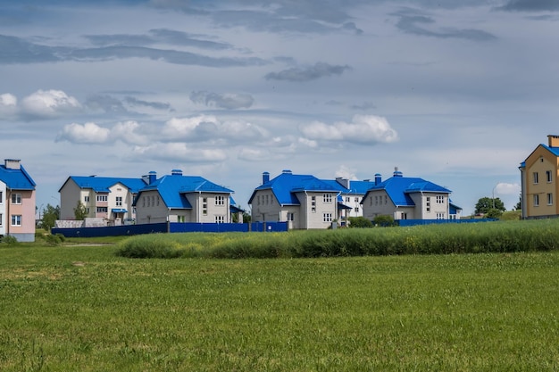 Rows of colorful houses in a modern village