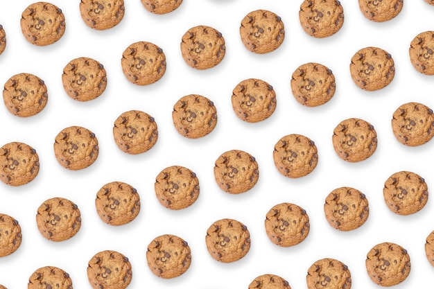 Rows of cookies isolated on a white background