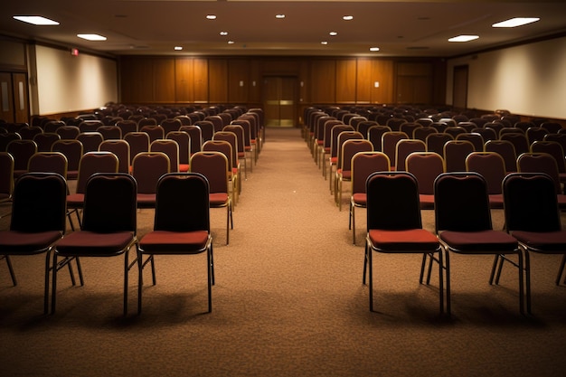 Photo rows of empty chairs before the start of a seminar