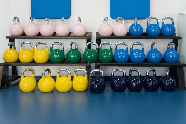 Rows Of Kettle Bell In The Gym