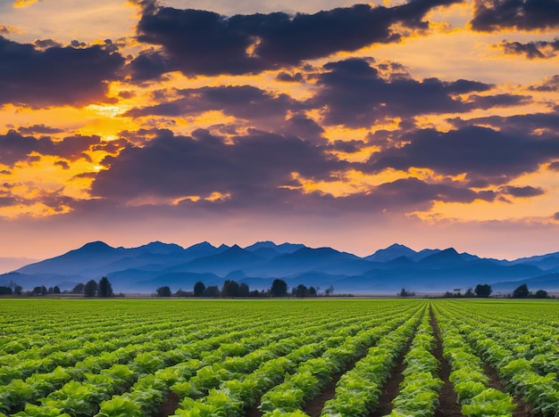 rows of lettuce in field