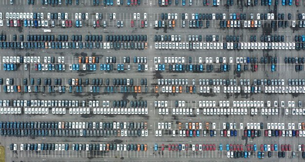 Rows of new cars in the parking lot