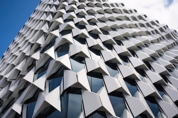 Фото Ряды повторяющихся мозаик на гладком современном здании, созданном с помощью генеративного ии