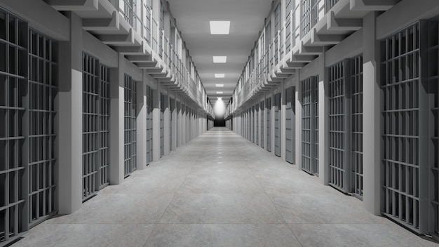 Rows of prison cells prison interior