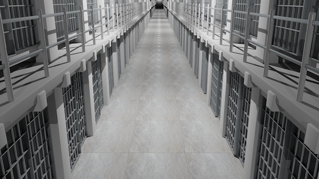 Rows of prison cells prison interior