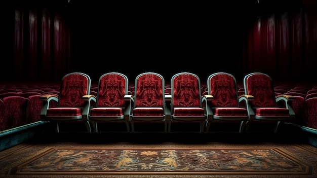 Photo rows of seats in empty auditorium generative ai