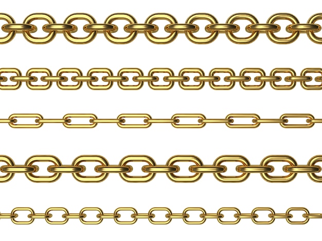 Rows of various gold chains