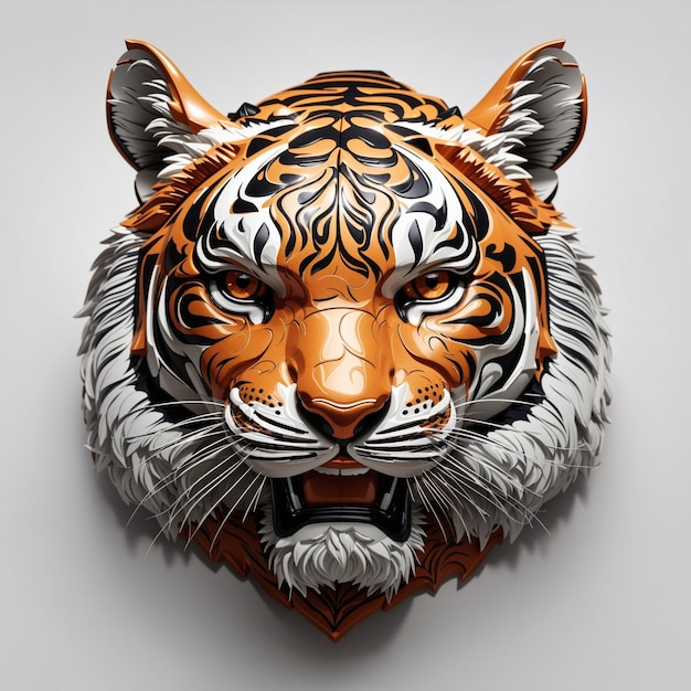 Royal Bengal Tiger 3d art with white background