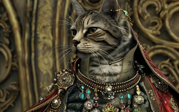 Photo royal cat bedecked in finery