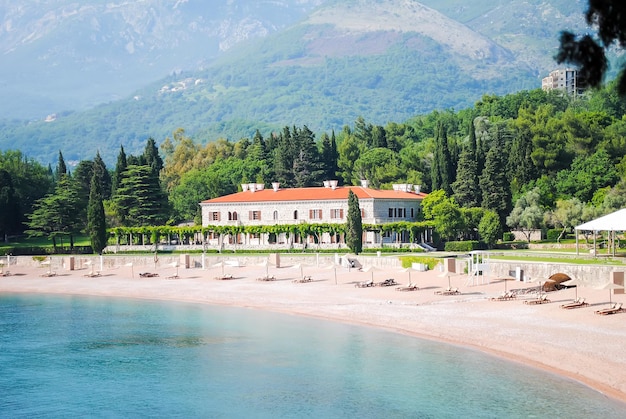 Royal cozy beach on the coast of Montenegro.