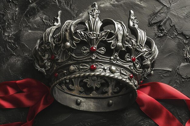 Royal crown background with red ribbon