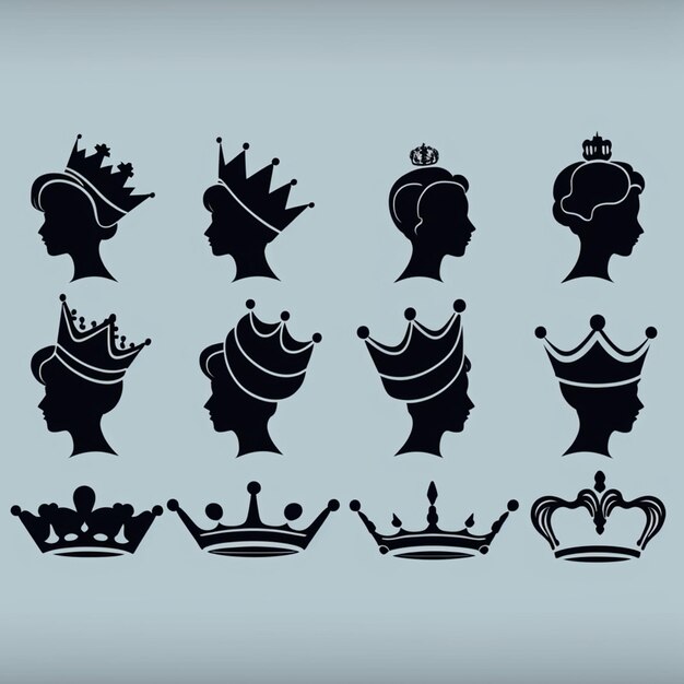 Photo a royal crown black and white vector silhouette head portrait