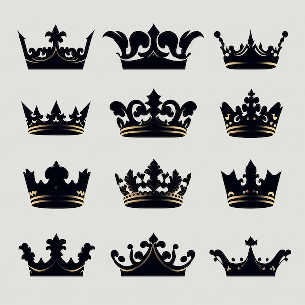 Photo a royal crown black and white vector silhouette head portrait