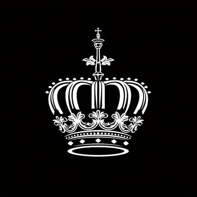 Photo royal crown clan crest with crown and scepter for decoration creative logo design tattoo outline