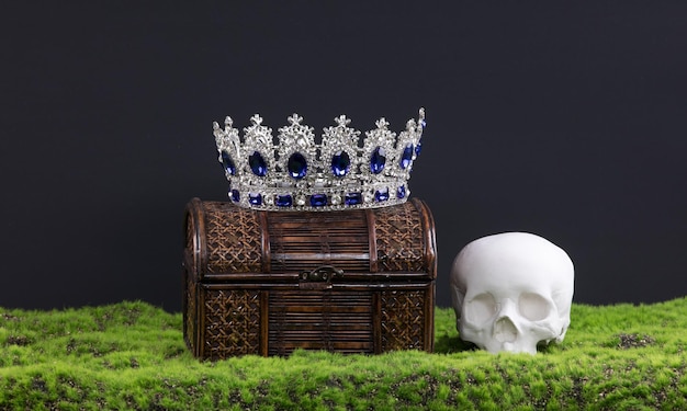 royal crown and treasure chest