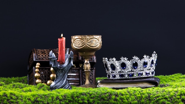 royal crown and treasure chest