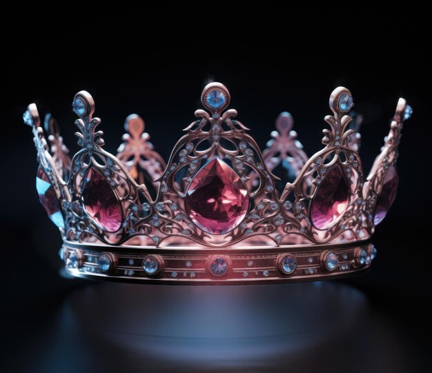 Royal crown with gems on dark background